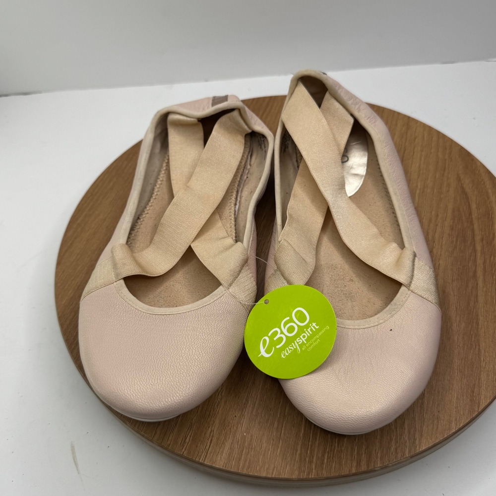 Easy E360 Ballet Flats Leather Elastic Strap‎ Comfort Walking Shoes Size 7M